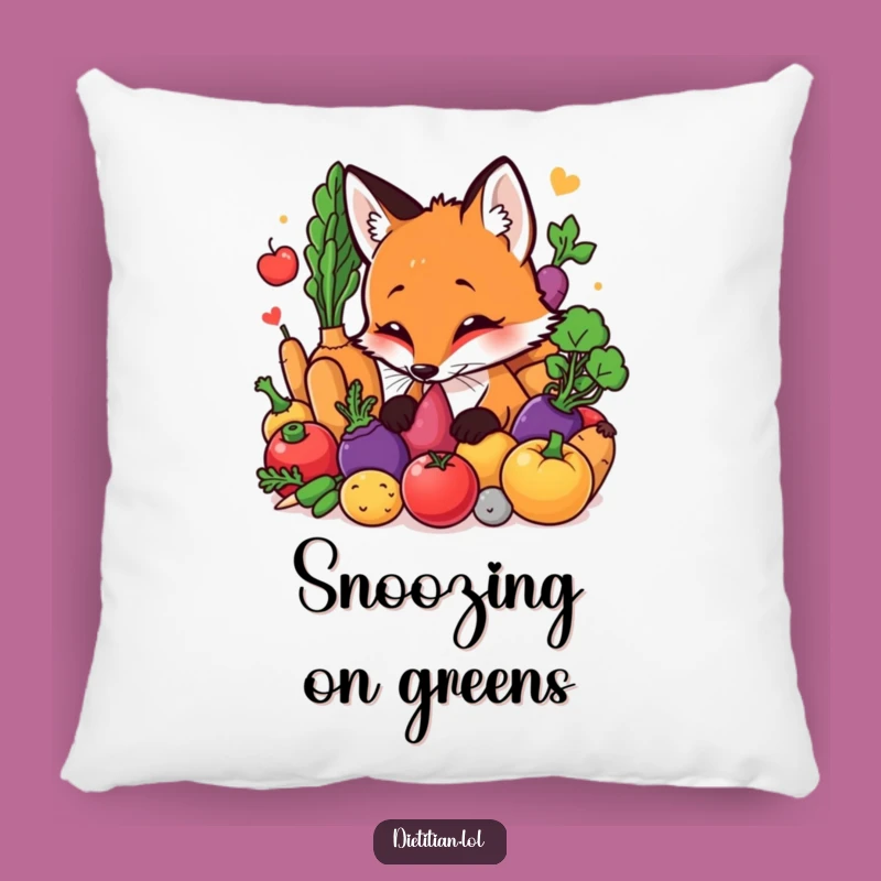 Funny Fox Vegetable Accent Pillow: Comfy Humor for Your Couch!