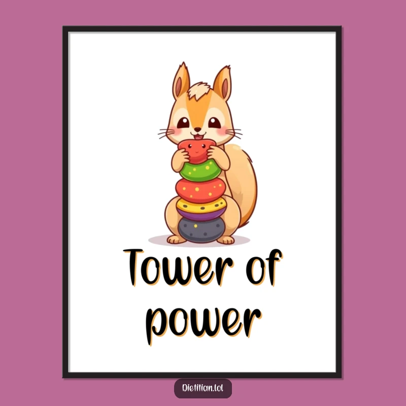 Funny Squirrel Fruit Digital Art: Instant Hilarious Decor for Your Space