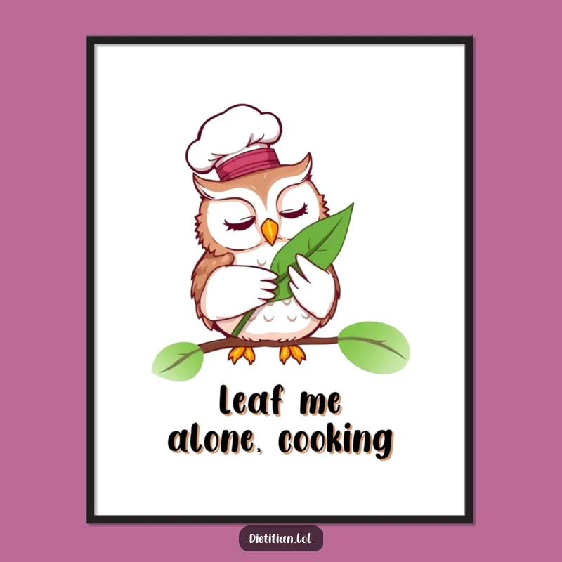 Funny Chef Owl Digital Art: Instant Gourmet Humor Print