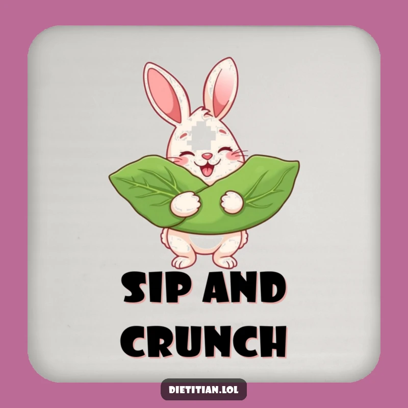 Funny Rabbit Greens Lover Coaster: Protect Surfaces with Healthy Whimsy