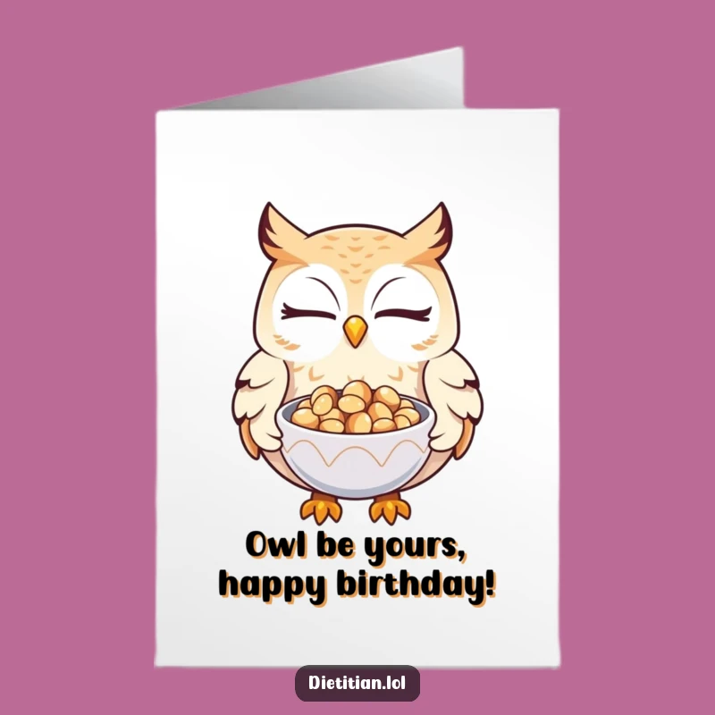 Free Printable Birthday Card: Winking Owl Seed Offering, Funny Downloadable Gift for Wise Friends