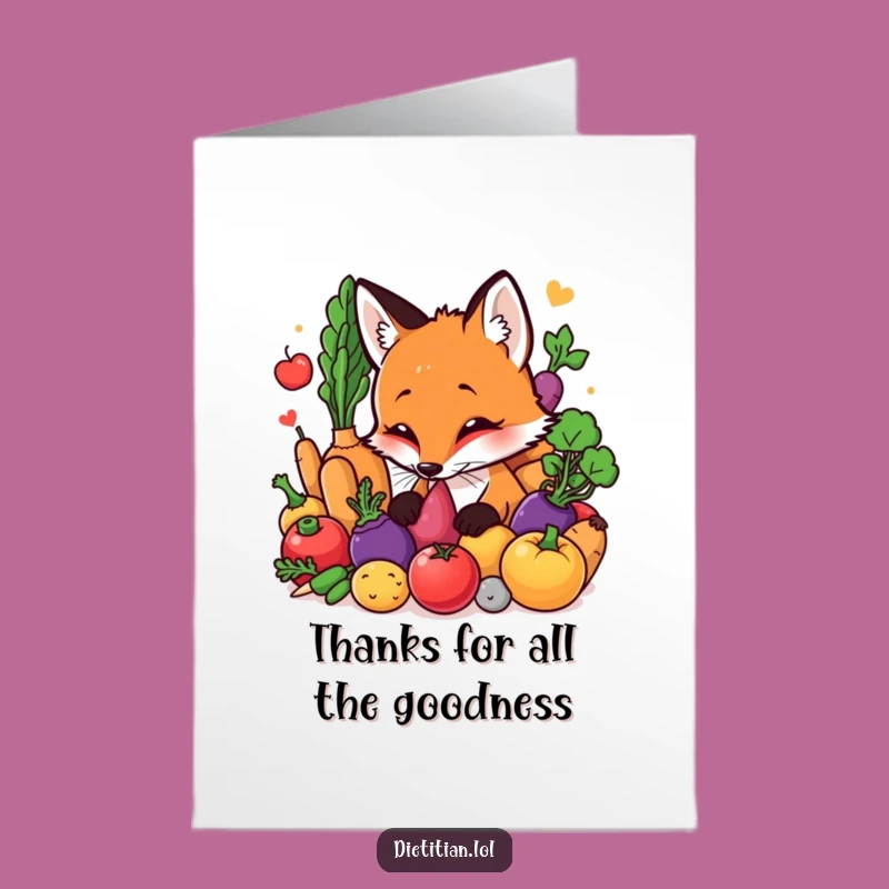 Free Printable Fox Thank You Card: Veggie Appreciation Downloadable Gift