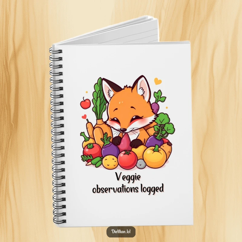 Funny Fox Notebook: A curious fox investigating fresh vegetables, designed for jotting down notes with a humorous, nature-inspired touch. A great funny gift.