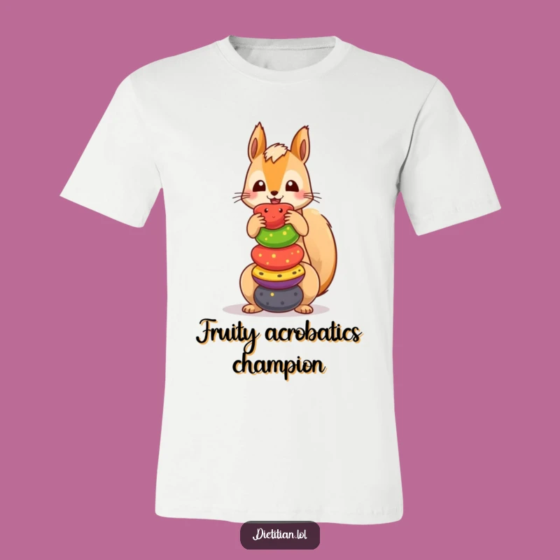 Funny Squirrel Fruit Balance Tee: Comical Apparel for Your Funny Moments